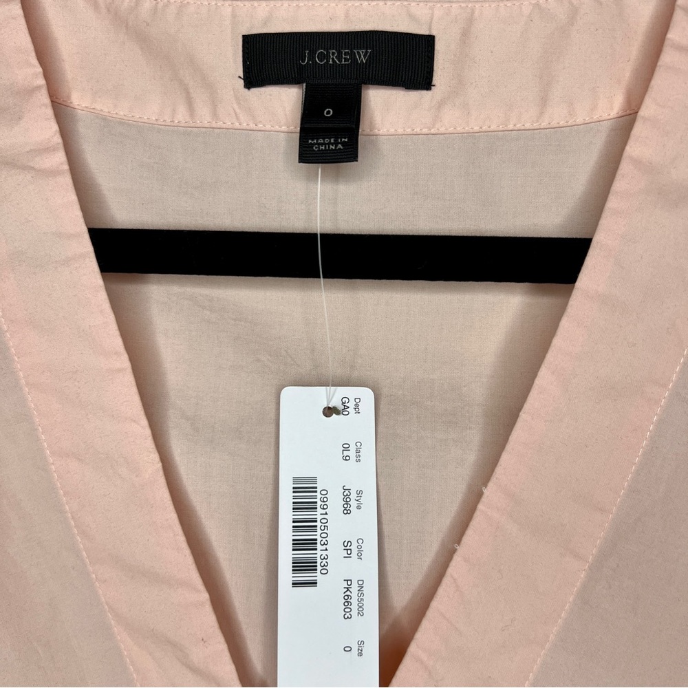 J CREW Pink Poplin Flutter-Sleeve Wrap Top - J3968 - Sz 0 - Picture 6 of 13